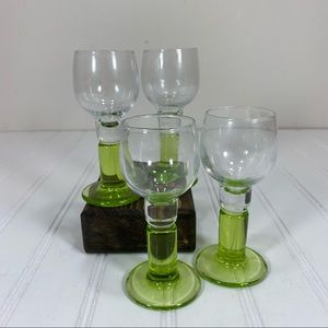 Bormioli Aperitif Liqueur green stem  glasses